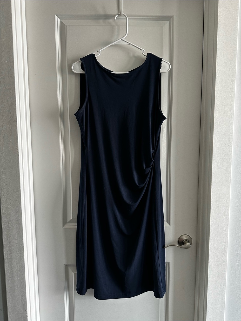 NWOT Brooks Brothers Dark Navy Sleeveless Draped Midi Dress